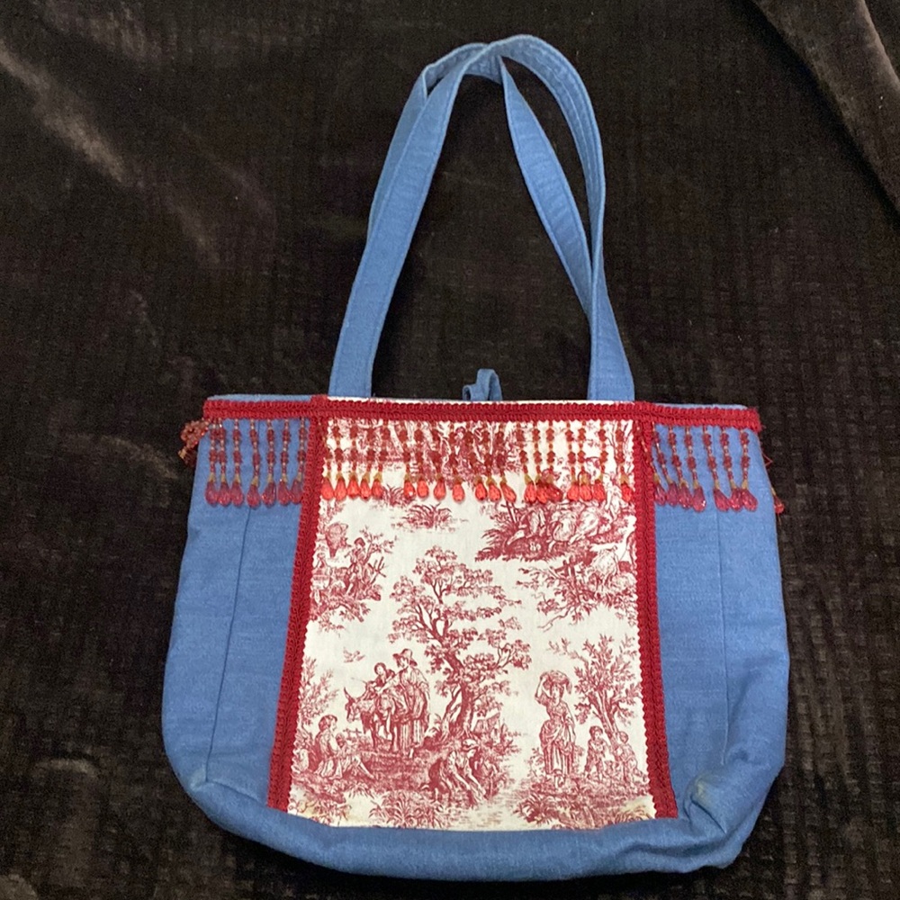 Tote Bag/Denim and Toile Handmade